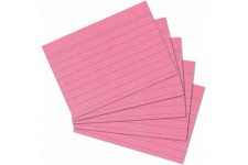 Exacompta 10830SE Paquet de 100 Fiches Bristol sous film 7, 4 x 10, 5 cm ligne Non perforees Rose