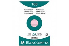 Exacompta 10838SE Paquet de 100 Fiches Bristol sous film 14, 8 x 21 cm ligne Non perforees Rose