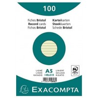 Exacompta 10848SE Paquet de 100 Fiches Bristol sous film 14, 8 x 21 cm ligne Non perforees Vertes