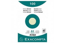 Exacompta 10848SE Paquet de 100 Fiches Bristol sous film 14, 8 x 21 cm ligne Non perforees Vertes