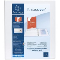 Exacompta - ref. 51840E - 1 Classeur opaque rigide personnalisable 3 poches - 4 anneaux en D de 15 mm - Dos 38 mm - 