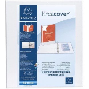 EXACOMPTA Classeur 4 anneaux en d 40mm remborde 3 pochettes exterieures krea cover - a4 maxi