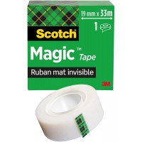 Scotch Magic Ruban Adhesif Invisible - 1 Rouleau - 19mm x 33m - Ruban Adhesif a  Usage General pour la Reparation, l'Etiquetage 