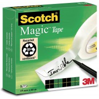 Post-it Scotch Magic Ruban adhesif en boite individuelle 19 mm x 66 m Transparent