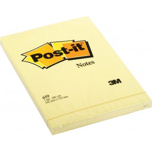 Lot de 6 : Post-it Note repositionnable 102 x 152 mm Jaune Pastel