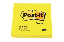 POST IT Repositionnable Neon 76X 76MM JAUNE - Bloc de 100 Feuilles