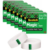 Scotch Magic Ruban Adhesif Invisible - 6 Rouleaux - 19mm x 33m - Ruban Adhesif a  Usage General pour la Reparation, l'Etiquetage