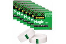 Scotch Magic Ruban Adhesif Invisible - 6 Rouleaux - 19mm x 33m - Ruban Adhesif a  Usage General pour la Reparation, l'Etiquetage