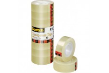 Lot de 8 : Scotch Ruban Adhesif Transparent 550 - Rouleaux - 19mm x 33m - Ruban Adhesif Transparent a Usage General pour l'Ecole