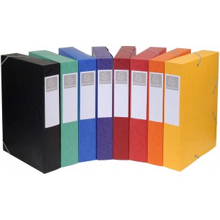 Lot de 10 : Exacompta - Ref. 16000H - 1 boite de classement avec elastiques CARTOBOX - Livree a plat - Dos 6 cm - Carte lustree 