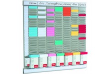 Nobo - Kit Planning Hebdomadaire Mural a  Fiches T, 7 Colonnes & 24 Fentes, Indice 2, Fiches T Multicolores & Index Inclus, 2911