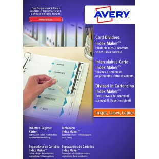 Avery 01638061 Index Maker Divisori Personalizzabili con Etichette Trasparenti, 6 Tasti 297x225x3, 6 Pezzi