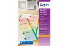 AVERY - Intercalaires ReadyIndex a  6 touches numeriques (1-6) en couleurs assorties, Page de sommaire personnalisable et imprim