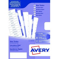 AVERY - Intercalaires en carte a  20 touches alphabetiques (A - Z) en couleurs assorties, Format A4