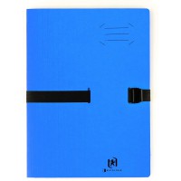 OXFORD Chemise a  Sangle Grande Capacite Boston A4 Dos Extensible 13cm Fermeture Clip Couverture Carte Bleu