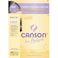 CANSON Pochette papier dessin couleur MI-TEINTES pastellistes A3 8 feuilles 160g/m²