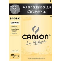 CANSON Pochette papier dessin couleur MI-TEINTES noir A3 8 feuilles 160g/m²