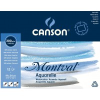 CANSON Bloc 12 feuilles MONTVAL ® - colle 4 cotes 19x24cm 300g/m² grain fin blanc naturel
