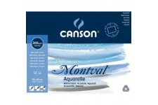 CANSON Bloc 12 feuilles MONTVAL ® - colle 4 cotes 19x24cm 300g/m² grain fin blanc naturel