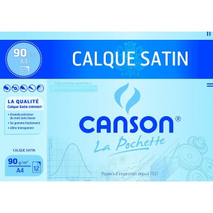 CANSON Pochette papier calque A4 12 feuilles 90g/m² + pastilles adhesives repositionnables