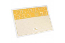 CANSON Pochette papier calque, quadrillage millimetre bistre A4 12 feuilles 70g/m²