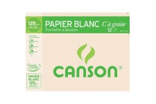 CANSON Pochette papier a  dessin blanc "C" a  GRAIN 24x32cm 12 feuilles 125g/m²