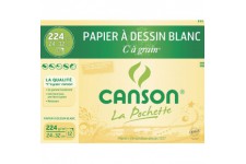 CANSON Pochette papier a  dessin blanc "C" a  GRAIN 24x32cm 12 feuilles 224g/m²