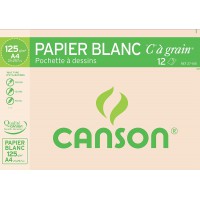 CANSON Pochette papier a  dessin blanc "C" a  GRAIN A4 12 feuilles 125g/m²