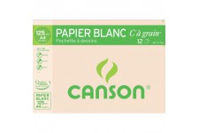 CANSON Pochette papier a  dessin blanc "C" a  GRAIN A4 12 feuilles 125g/m²