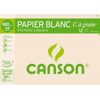 Canson - Pochette de 12 feuilles de papier dessin C A GRAIN 180g - A4
