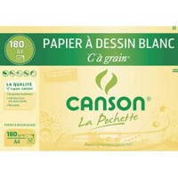 CANSON Pochette papier a  dessin blanc "C" a  GRAIN A4 12 feuilles 224g/m²