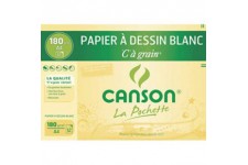 CANSON Pochette papier a  dessin blanc "C" a  GRAIN A4 12 feuilles 224g/m²