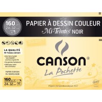 CANSON Pochette papier dessin couleur MI-TEINTES noir 24x32cm 12 feuilles 160g/m²