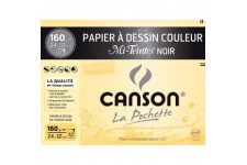 CANSON Pochette papier dessin couleur MI-TEINTES noir 24x32cm 12 feuilles 160g/m²