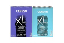 CANSON Album 30 feuilles XL® MIXED MEDIA - spirale petit cote - A3 300g/m² grain moyen - Blanc & Album 30 feuilles XL® AQUARELLE