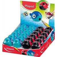 Lot de 24 : taille-crayons CROC CROC EASY 1 trou - avec reservoir - couleurs assorties - Maped