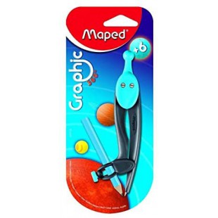 MAPED Compas Scolaire Graphic 360 degres 100mm cercle 396 mm pour crayon