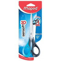 Maped - 1 Paire de Ciseaux Sensoft a  Anneaux souples et ergonomiques 16cm pour Droitiers - Coloris Aleatoire Bleu, Rose ou Roug