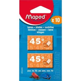 Maped - Lames de Cutter a  45° Coupe en Biseau pour Outils de Coupe MatCutter et Advanced MatCutter - Boite de 10 Lames de Cutte