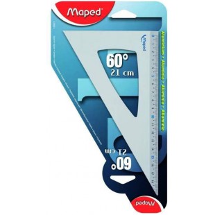 Maped - equerre de Tracage en Aluminium - equerre 60° Grand Cote 21 cm - equerre Scolaire et Professionnelle Solide et Durable