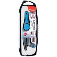 Maped - Coffret Compas STOP & SAFE - 1 compas bague + 1 crayon graphite mini Black'Peps - Pointe Auto-retractable