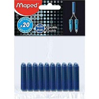 Maped 221910 Cartouches d'encre effacable - Bleu (Lot de 20)