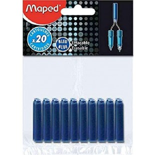 Maped 221910 Cartouches d'encre effacable - Bleu (Lot de 20)