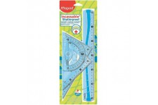 Maped Maxi Kit de Tracage INCASSABLE avec 4 Pieces Regle 30cm, Rapporteur 180°/12cm, Equerre 60°/21cm, Equerre 45°/21cm - Colori