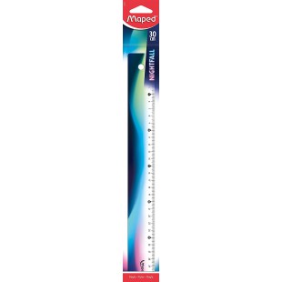 Maped - Regle 30cm Nightfall - Regle scolaire decoree - Ergonomique et legere - Triple decimetre avec Graduation en millimetres