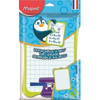 Maped - Kit Ardoise Blanche Effacable + 1 Porte-Accessoires + 1 Brosse + 1 Feutre Ardoise - Ardoise Double Faces - C