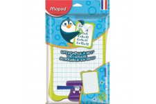 Maped - Kit Ardoise Blanche Effacable + 1 Porte-Accessoires + 1 Brosse + 1 Feutre Ardoise - Ardoise Double Faces - C