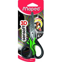 Maped Sensoft 484310 - fluorescent Ciseaux avec des poignees asymetriques flexibles, 5 pouces, coloris aleatoire
