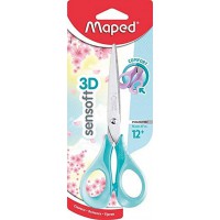 Maped - Ciseaux Sensoft 16 cm avec Anneaux Souples et Ergonomie 3D - Ciseaux Scolaires des 12 Ans - Pour College et 