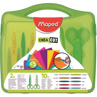 Maped - Coffret Ciseaux Cranteurs pour Decoupe Creative - Mallette avec 2 Paires de Ciseaux + 10 Lames Interchangeables - Loisir